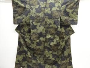 枝葉模様織り出し十日町紬着物